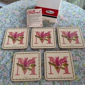 Vintage Pimpernel Alphabet Magnolia Coasters "M" – Set of 5, England